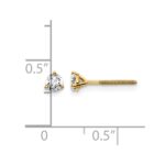14k 1/3 carat Lab Grown Diamond VS/SI+ G+ Round Complete Three Prong Screwback Stud Earrings - Image 5