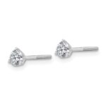 18k White Gold 1/2 carat Lab Grown Diamond VS+ F+ Round Complete Three Prong Screwback Stud Earrings - Image 2