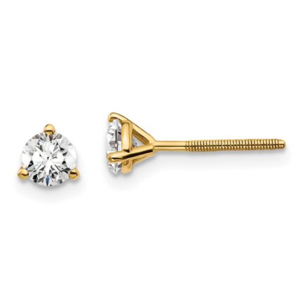 18k 1/2 carat Certified Lab Grown Diamond VS+ F+ Round Complete Three Prong Screwback Stud Earrings