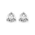 14k White Gold 1/2 carat Lab Grown Diamond VS+ F+ Round Complete Three Prong Screwback Stud Earrings - Image 3