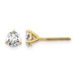 14k 3/4 carat Lab Grown Diamond VS+ F+ Round Complete Three Prong Screwback Stud Earrings
