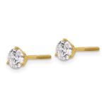 18k 1 carat Lab Grown Diamond VS+ F+ Round Complete Three Prong Screwback Stud Earrings - Image 2