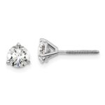 Platinum 1 carat Lab Grown Diamond VS+ F+ Round Complete Three Prong Screwback Stud Earrings