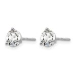 14k White Gold 1 carat Lab Grown Diamond VS/SI+ G+ Round Complete Three Prong Screwback Stud Earrings - Image 2