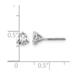 14k White Gold 1 carat Lab Grown Diamond VS+ F+ Round Complete Three Prong Screwback Stud Earrings - Image 5