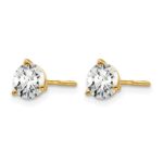 14k 1 carat Lab Grown Diamond VS/SI+ G+ Round Complete Three Prong Screwback Stud Earrings - Image 2