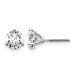 14k White Gold 1 1/2 carat Certified Lab Grown Diamond VS/SI+ G+ Round Complete Three Prong Screwback Stud Earrings