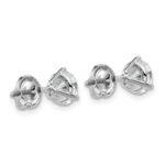 18k White Gold 2 carat Lab Grown Diamond VS+ F+ Round Complete Three Prong Screwback Stud Earrings - Image 3