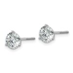 Platinum 4 carat Certified Lab Grown Diamond VS+ F+ Round Complete Three Prong Screwback Stud Earrings - Image 2