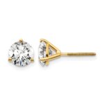 14k 2 carat Lab Grown Diamond VS/SI+ G+ Round Complete Three Prong Screwback Stud Earrings
