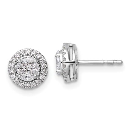 14k White Gold 1/2 carat Lab Grown Diamond VS/SI+ G+ Complete Round and Marquise Halo Post Earrings