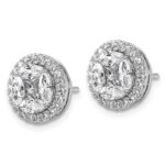 14k White Gold 1 1/2 carat Lab Grown Diamond VS/SI+ G+ Marquise Complete Halo Post Earrings - Image 2