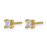 14k 1/3 carat Lab Grown Diamond VS+ F+ Princess Complete Four Prong Stud Earrings - Image 2