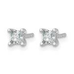 14k White Gold 1/2 carat Lab Grown Diamond VS+ F+ Princess Complete Four Prong Stud Earrings - Image 2