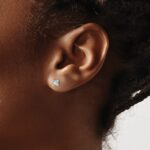 14k White Gold 1/2 carat Lab Grown Diamond VS/SI+ G+ Princess Complete Four Prong Stud Earrings - Image 3