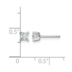 14k White Gold 1/2 carat Lab Grown Diamond VS+ F+ Princess Complete Four Prong Stud Earrings - Image 5