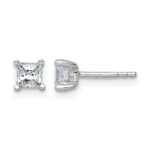 14k White Gold 3/4 carat Lab Grown Diamond VS/SI+ G+ Princess Complete Four Prong Stud Earrings