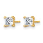 14k 3/4 carat Certified Lab Grown Diamond VS+ F+ Princess Complete Four Prong Stud Earrings - Image 2