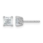 14k White Gold 1 carat Lab Grown Diamond VS+ F+ Princess Complete Four Prong Stud Earrings