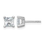 14k White Gold 1 1/2 carat Certified Lab Grown Diamond VS+ F+ Princess Complete Four Prong Stud Earrings