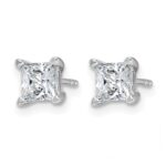 14k White Gold 1 1/2 carat Certified Lab Grown Diamond VS+ F+ Princess Complete Four Prong Stud Earrings - Image 2
