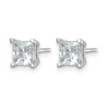14k White Gold 2 carat Certified Lab Grown Diamond VS/SI+ G+ Princess Complete Four Prong Stud Earrings - Image 2