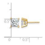 14k 2 carat Lab Grown Diamond VS/SI+ G+ Princess Complete Four Prong Stud Earrings - Image 4