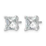 14k White Gold 4 carat Certified Lab Grown Diamond VS+ F+ Princess Complete Four Prong Stud Earrings - Image 2