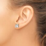 14k White Gold 4 carat Lab Grown Diamond VS/SI+ G+ Princess Complete Four Prong Stud Earrings - Image 3
