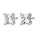 14k White Gold 5 carat Certified Lab Grown Diamond VS/SI+ G+ Princess Complete Four Prong Stud Earrings - Image 2