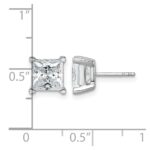14k White Gold 5 carat Lab Grown Diamond VS+ F+ Princess Complete Four Prong Stud Earrings - Image 4