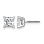 14k White Gold 2 carat Certified Lab Grown Diamond VS+ F+ Princess Complete Four Prong Screwback Stud Earrings