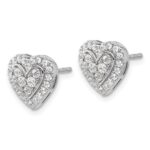 14k White Gold 3/4 carat Lab Grown Diamond VS/SI+ G+ Complete Halo Heart Post Earrings - Image 2