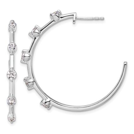 14k White Gold 3/4 carat Lab Grown Diamond VS/SI+ G+ Complete C-Hoop Post Earrings