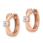 14k Rose Gold 1/5 carat Lab Grown Diamond VS/SI+ G+ Complete Fashion Hinged Hoop Earrings - Image 2