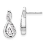 14K White Gold Polished 5/8 carat Diamond Teardrop Post Earrings