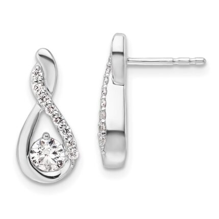 14K White Gold Polished 5/8 carat Diamond Teardrop Post Earrings