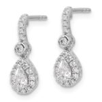 14k White Gold 5/8 carat Lab Grown Diamond VS+ F+ Complete Pear Dangle Post Earrings - Image 2