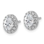 14k White Gold 1/4 carat Lab Grown Diamond VS/SI+ G+ Semi-Mount Oval Halo Earrings - Image 2