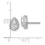 14k White Gold 1/4 carat Lab Grown Diamond VS/SI+ G+ Semi-Mount Pear Halo Earrings - Image 4