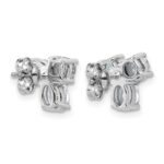 14k White Gold 1 7/8 carat Lab Grown Diamond VS+ F+ Complete Cushion Round and Oval Three Stone Post Earrings - Image 3