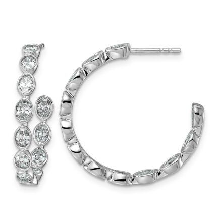 14kw 2 1/8ct Lab Grown Dia VS+ F+ Post Oval Hoop Earrings
