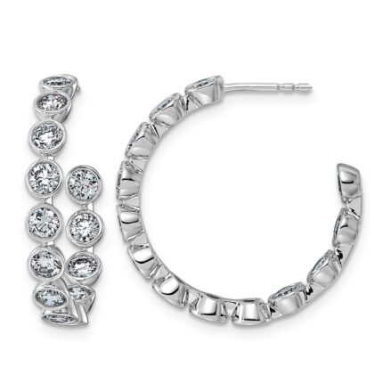 14kw 2 7/8ct Lab Grown Dia VS+ F+ Post Round Hoop Earrings