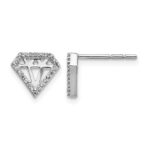 14k White Gold 1/8 carat Diamond Gemstone-Shaped Post Earrings