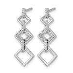 14k White Gold 1/8 carat Diamond Squares Dangle Post Earrings - Image 2
