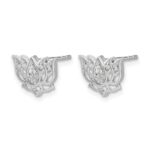 14k White Gold Diamond Lotus Flower Earrings - Image 2