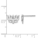 14k White Gold Diamond Lotus Flower Earrings - Image 4
