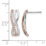 14k Rose and White Gold 1/5 carat Diamond Fancy Post Earrings - Image 2