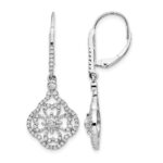 14k White Gold 1/2 carat Diamond Fancy Dangle Leverback Earrings