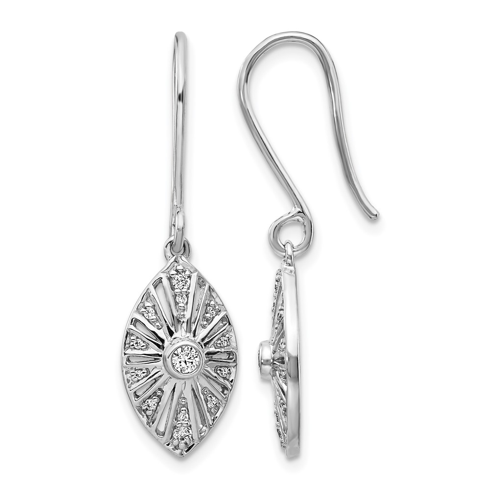 EM3954-020-WA.jpg 14k White Gold 1/5 carat Diamond Vintage-style Dangle Shepherd Hook Earrings - Image 1